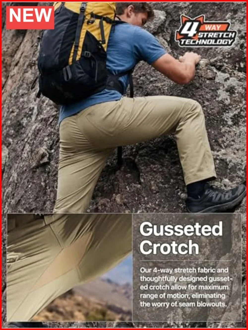 Waterproof Tactical Cargo Hiking Pants with Belt 4-Way Stretch Nylon Spandex